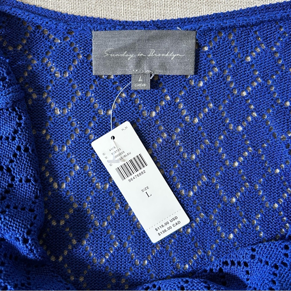 ANTHROPOLOGIE Sunday in Brooklyn • Blue Halter Crochet Cover-Up Midi Dress - Picture 7 of 8